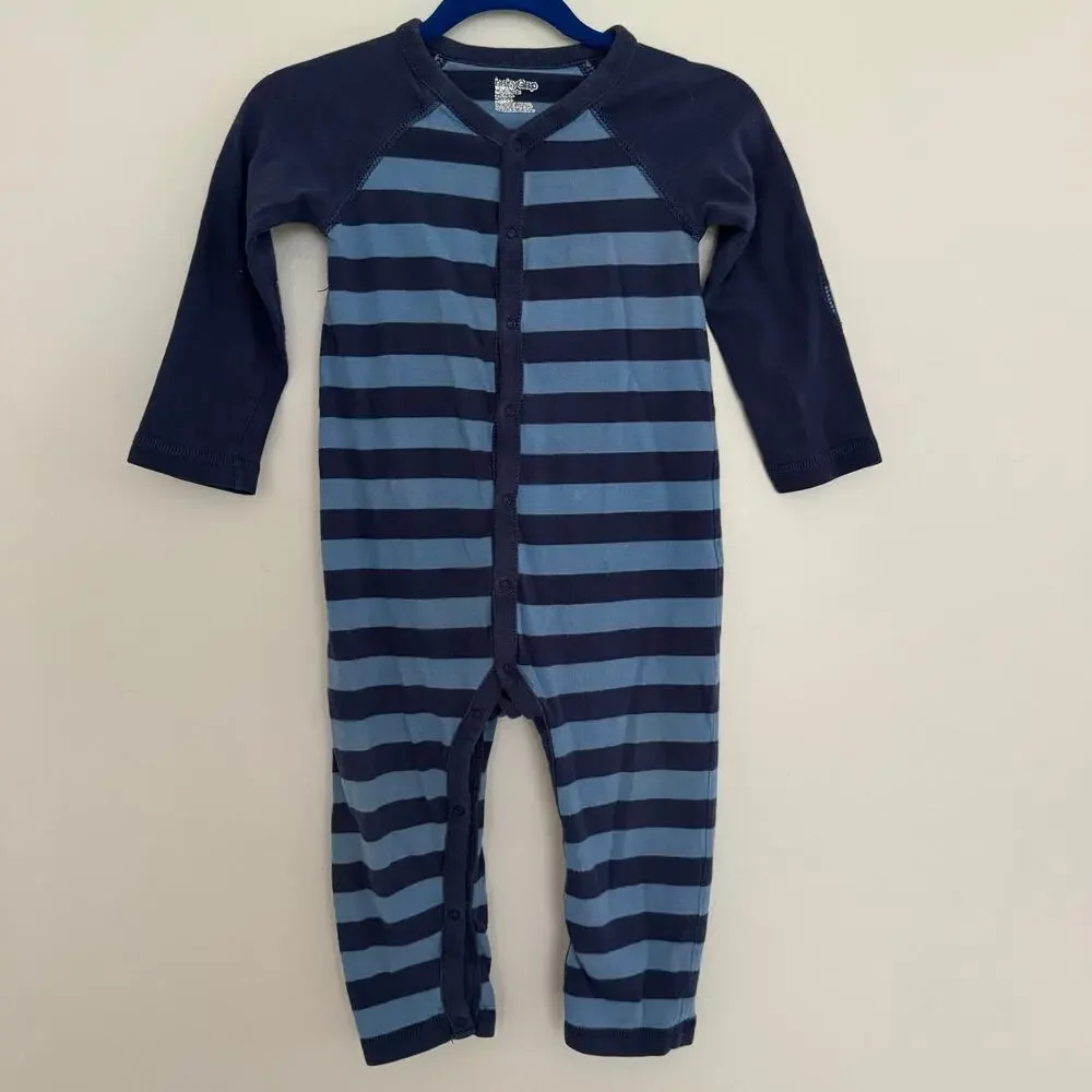 Baby Gap Striped Romper in Blue with Front Snap Closure
